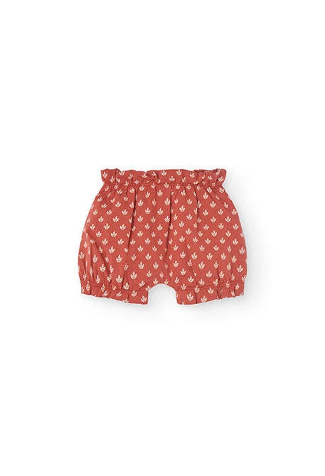Conjunto de punto para bebé niña con estampado de flores en color rojo