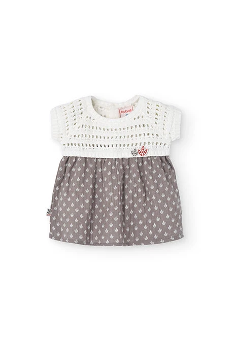 Vestito in maglia tricot per neonata di colore bianco