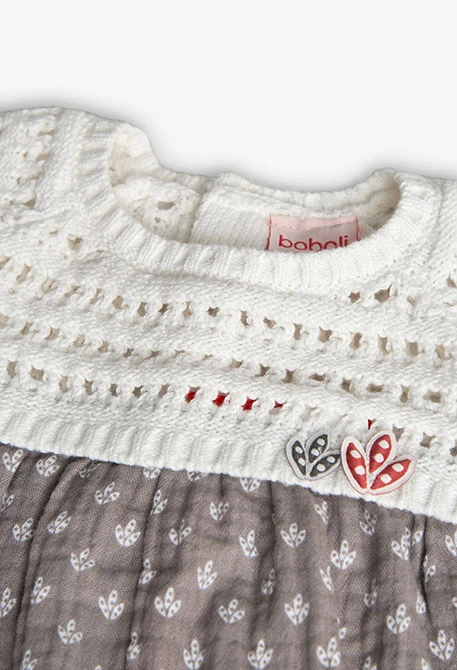 Vestito in maglia tricot per neonata di colore bianco