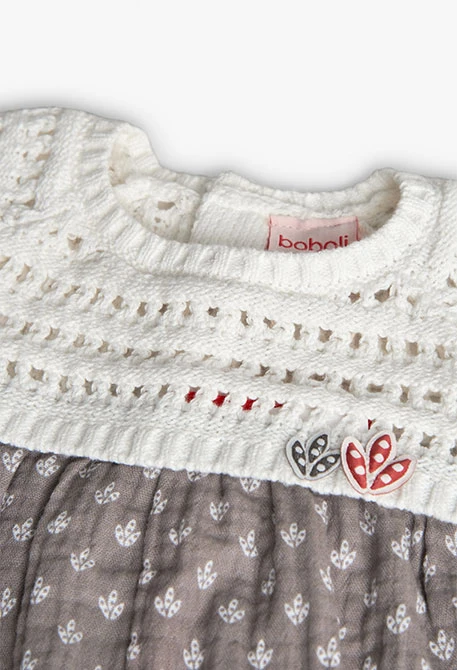 Mädchen-Babykleid aus Strick in Weiß