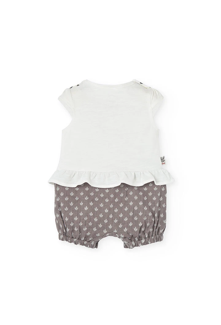 Combinaison en tricot pour bébé fille en couleur blanc mixte