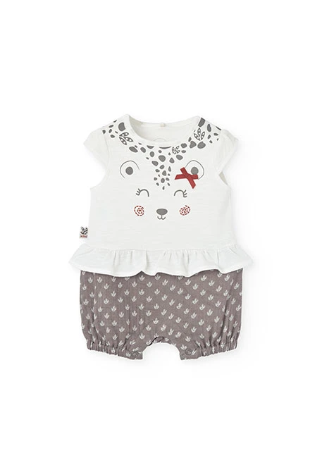 Tutina in maglia per neonata in bianco combinato