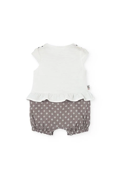 Tutina in maglia per neonata in bianco combinato