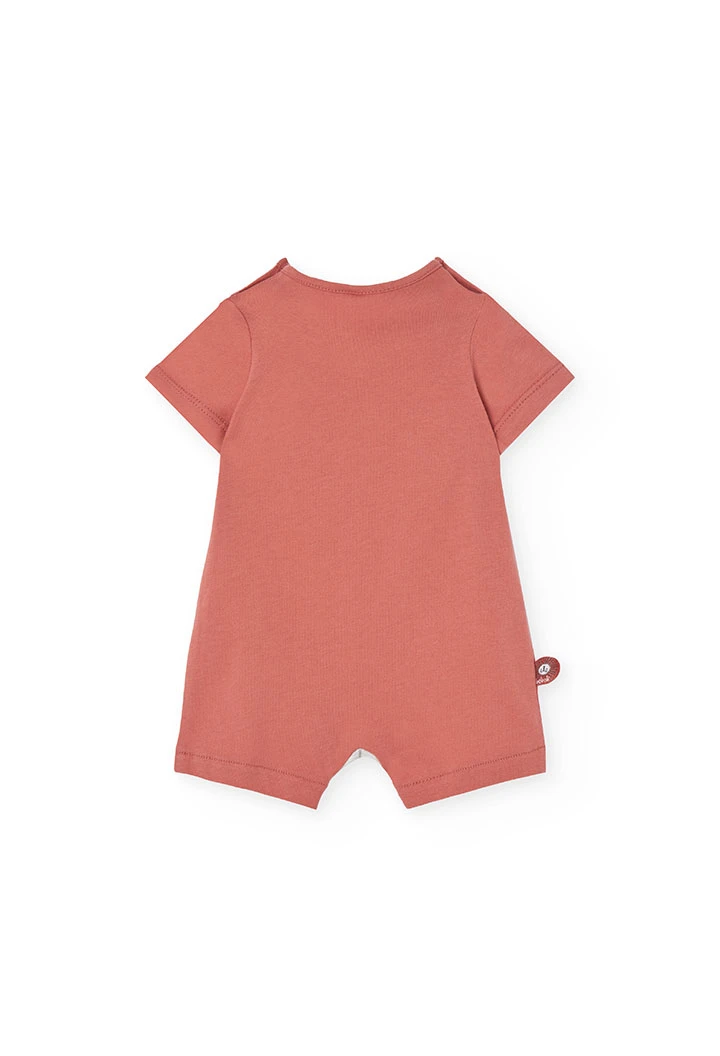 Barboteuse courte en tricot pour bébé de couleur orange