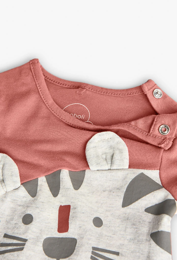 Barboteuse courte en tricot pour bébé de couleur orange