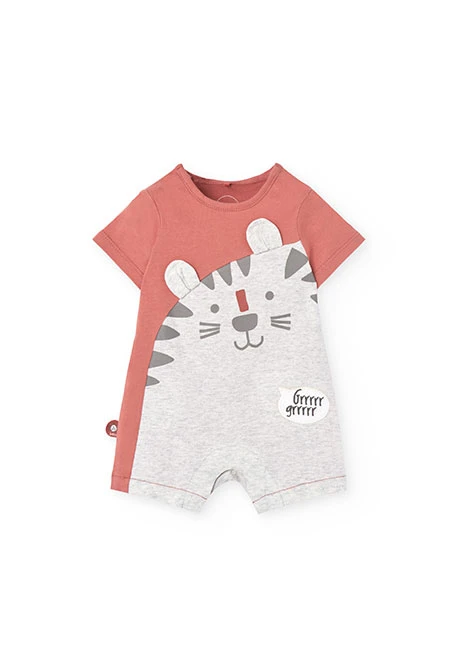 Barboteuse courte en tricot pour bébé de couleur orange