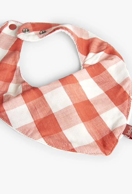 2er-Pack Baby-Lätzchen aus Strick in Rot mit Karomuster