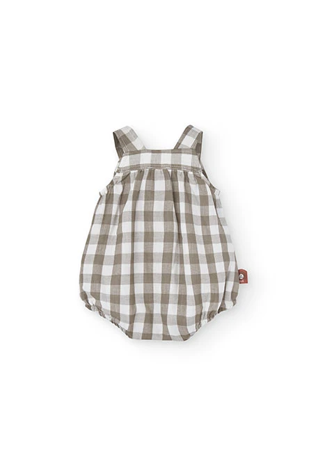Tutina in maglia per bebé a quadri nei toni della terra.