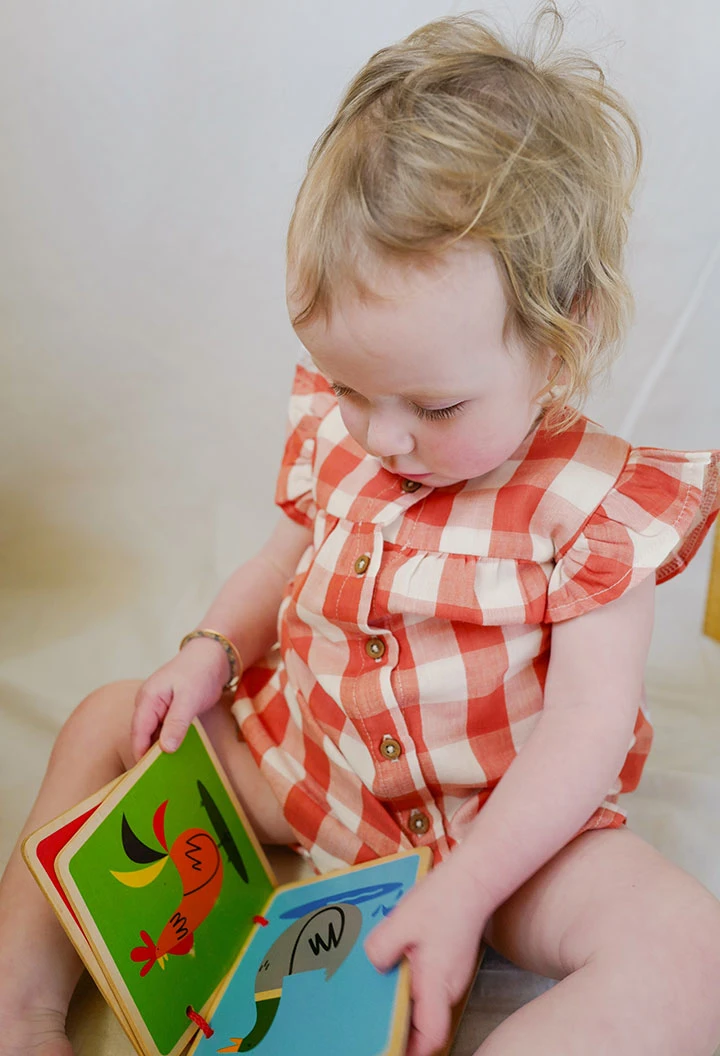 Robe pour bébé fille à motif à carreaux de couleur rouge
