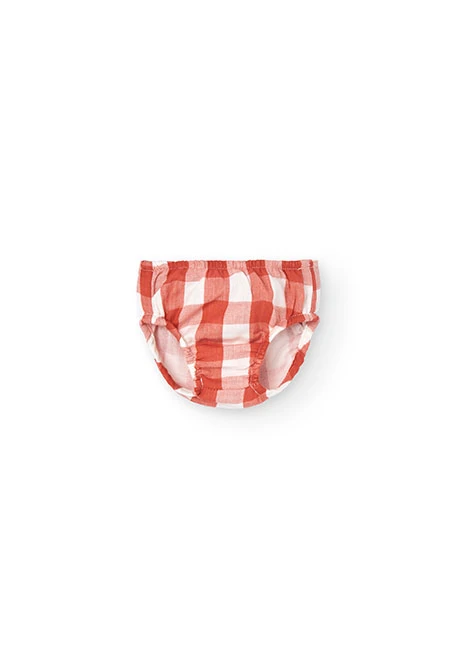 Vestido de malha para bebé menina com design de xadrez em vermelho