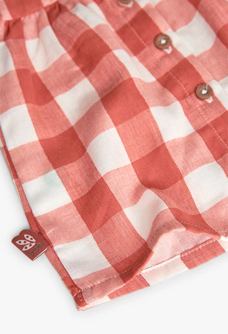 Robe en maille pour bébé fille à motif à carreaux de couleur rouge