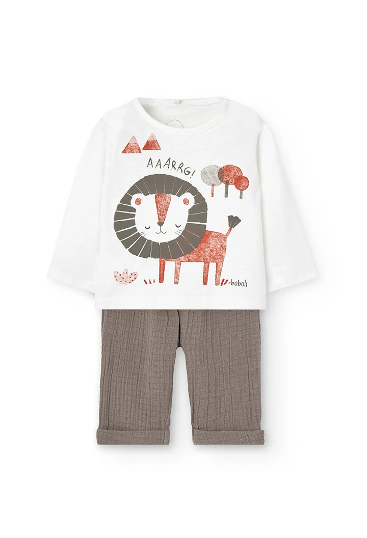 Ensemble en tricot pour bébé garçon de couleur blanche