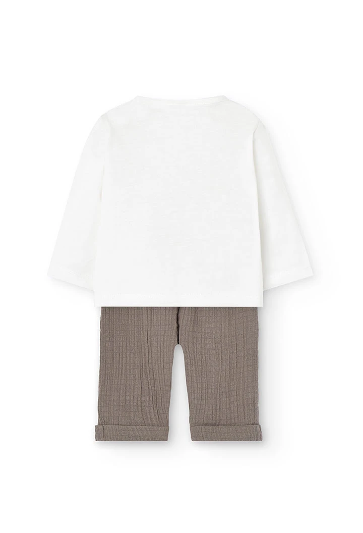 Ensemble en tricot pour bébé garçon de couleur blanche