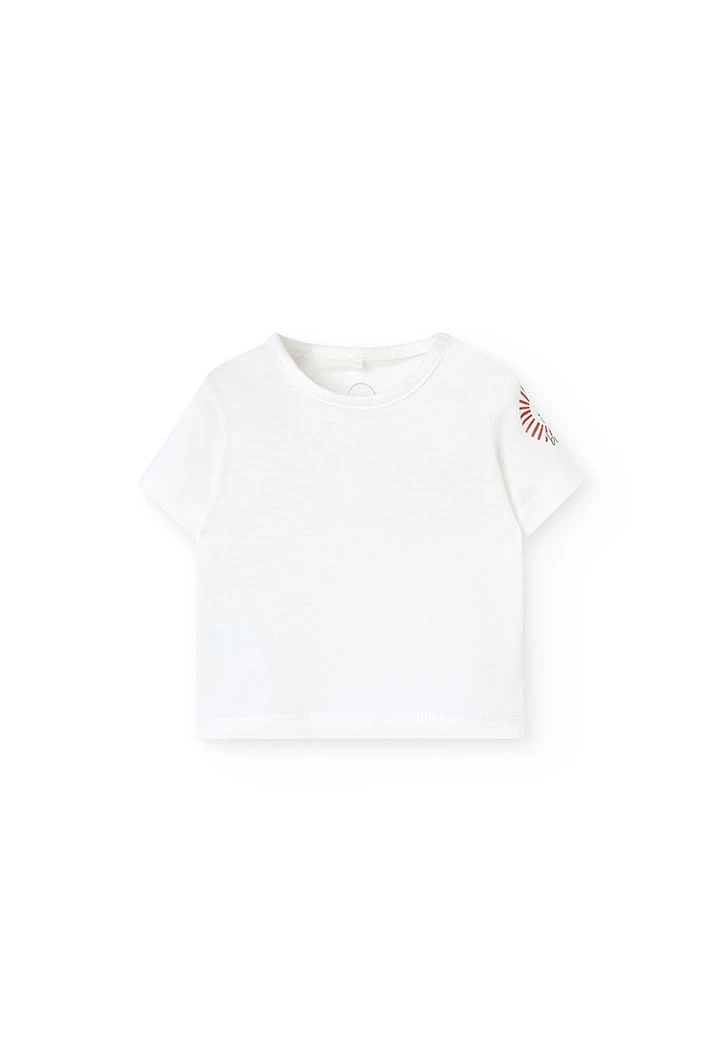 Conjunto combinado de malha para bebé menino em laranja e branco com design de xadrez.