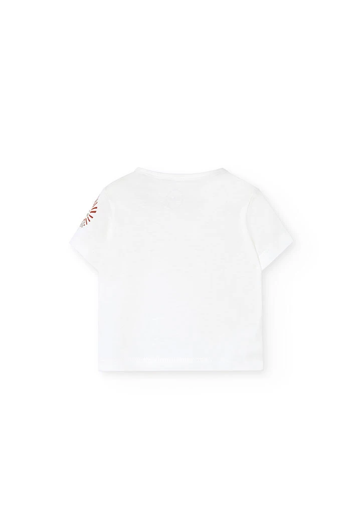 Conjunto combinado de malha para bebé menino em laranja e branco com design de xadrez.