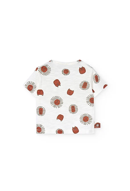 Baby boy knitted set with printed T-shirt and shorts in light and brown colours