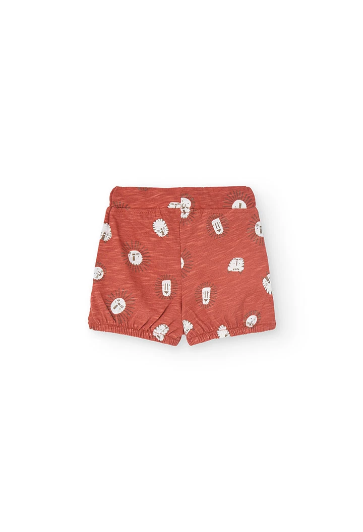 Ensemble de t-shirt et shorts en tricot pour bébé garçon en blanc avec motif de lion.
