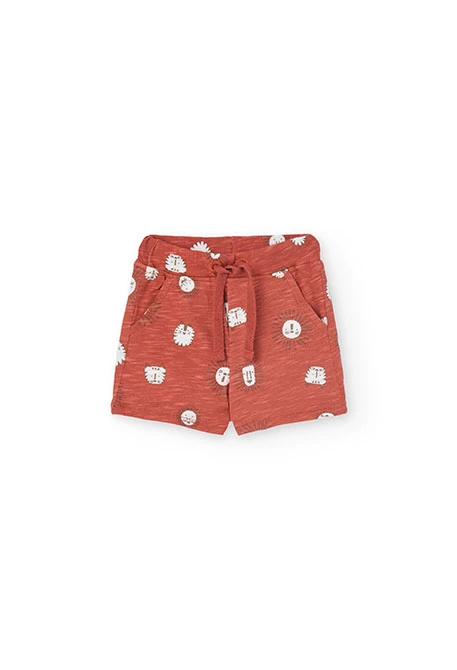 Ensemble de t-shirt et shorts en tricot pour bébé garçon en blanc avec motif de lion.