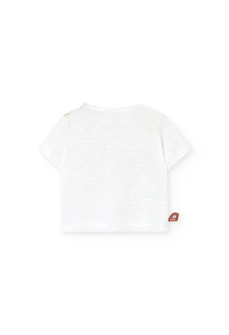 Conjunto de t-shirt e calções de malha para bebé menino em branco com design de leão