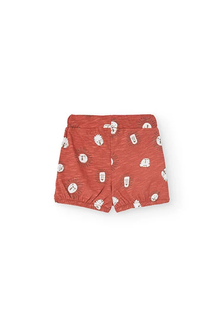 Conjunto de t-shirt e calções de malha para bebé menino em branco com design de leão