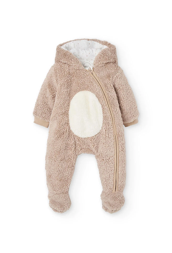 Beige knitted baby romper