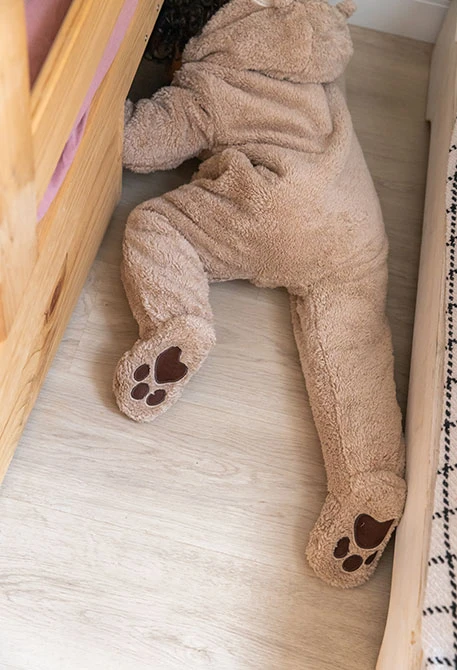 Beige knitted baby romper