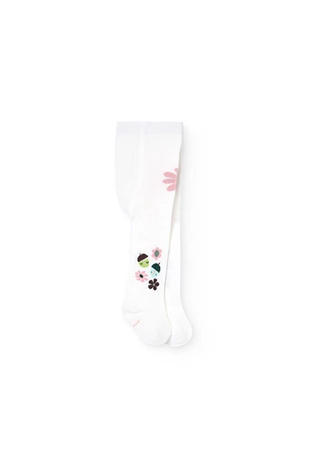 Collant bébé en tricot rose avec fleurs