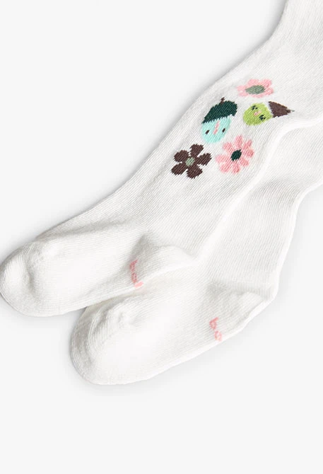 Collant per neonato in maglia rosa con fiori