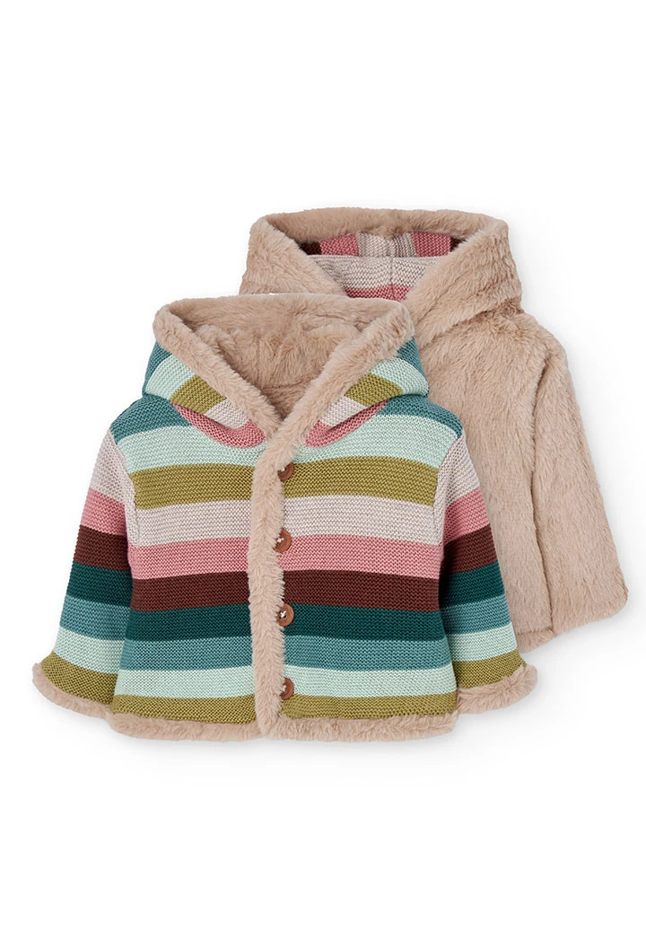 Beige reversible baby jacket