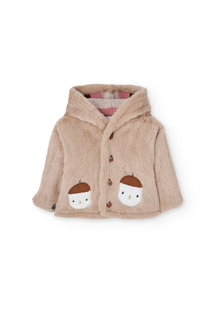 Beige reversible baby jacket