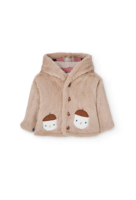 Beige reversible baby jacket