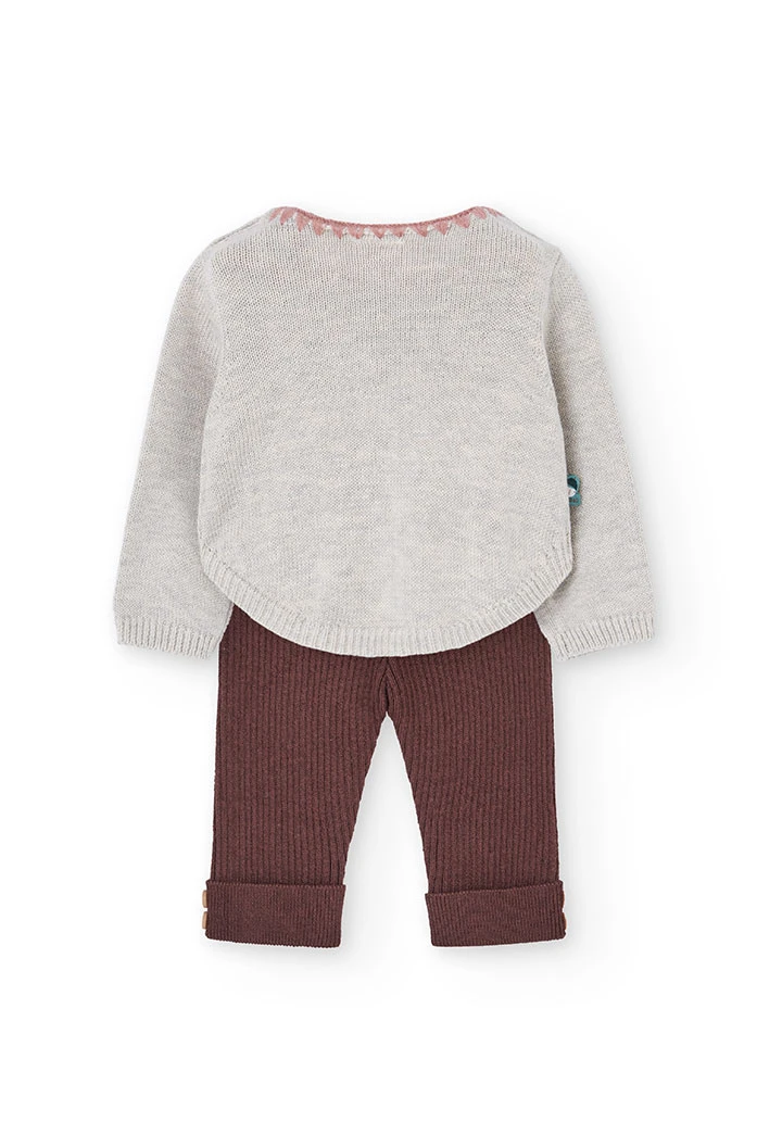 Beige printed baby outfit