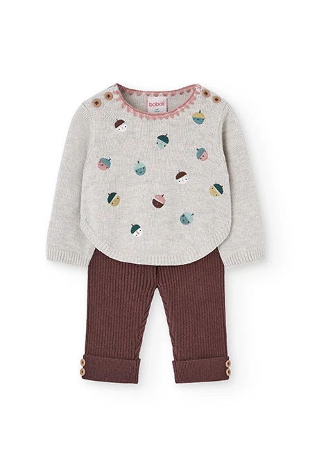 Ensemble bébé imprimé beige