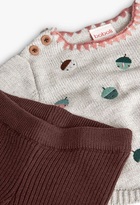 Conjunto bebé estampado bege