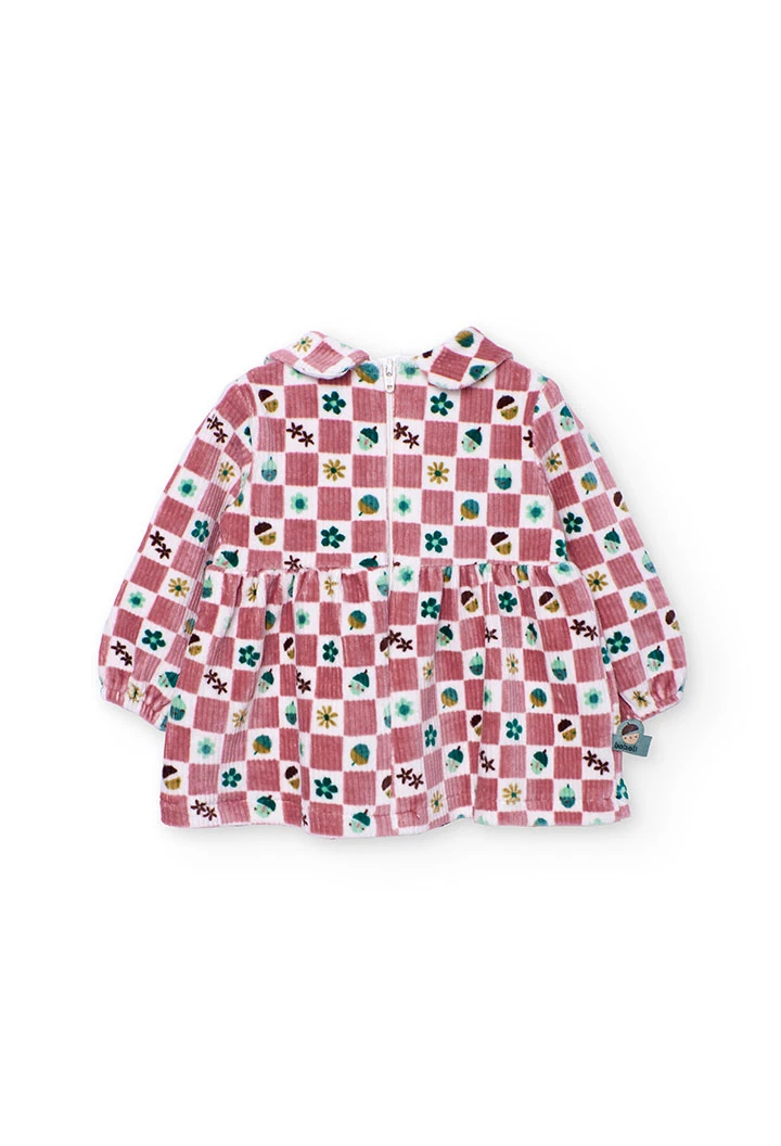 Vestido de bebé punto cuadros rosa