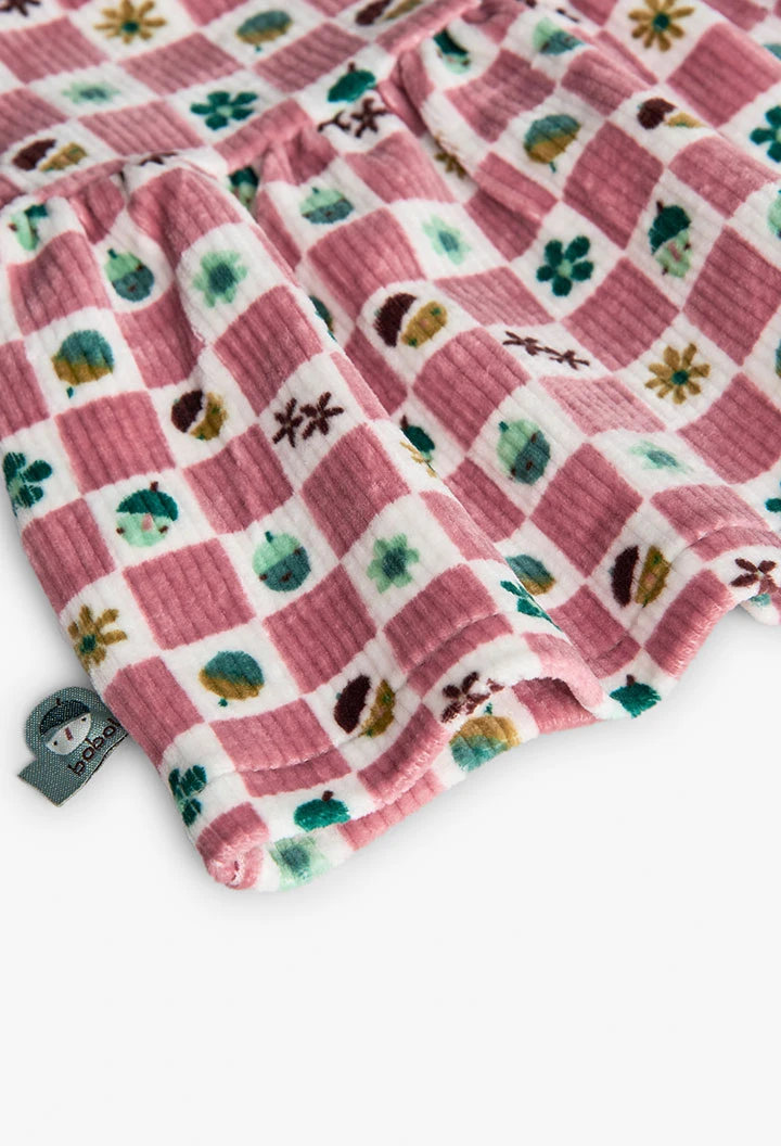 Rosa kariertes Baby-Strickkleid