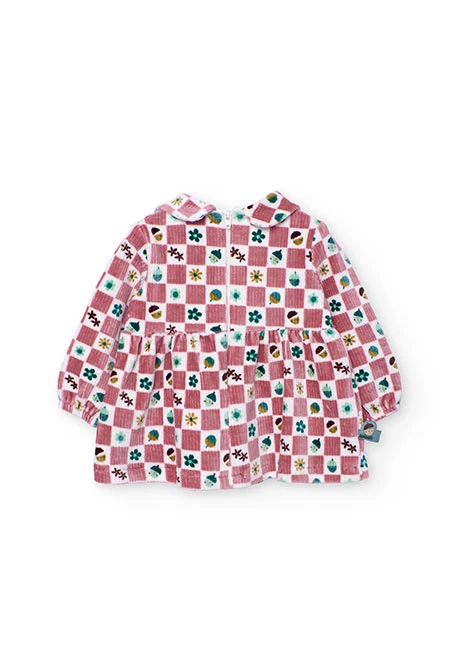 Rosa kariertes Baby-Strickkleid