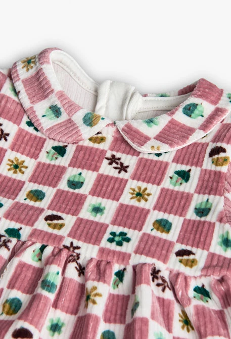 Vestido de bebé punto cuadros rosa