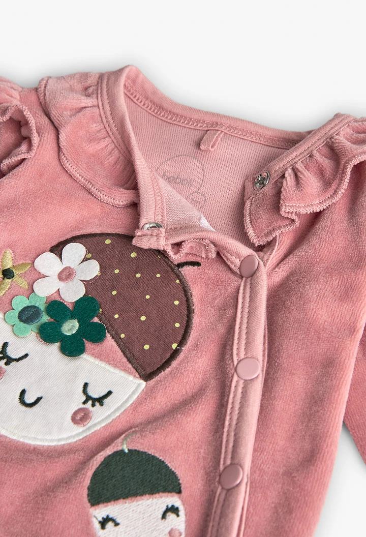 Velours-Strampler für Babys in Rosa