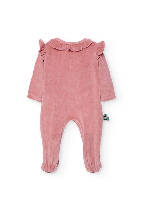 Pelele bebé de terciopelo punto rosa