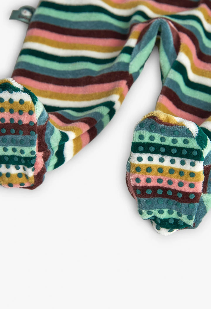 Babygrow de veludo às riscas