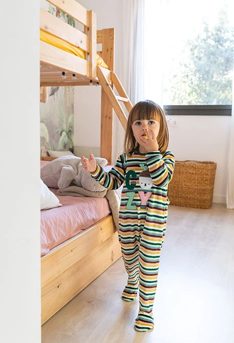 Velvet striped baby sleepsuit