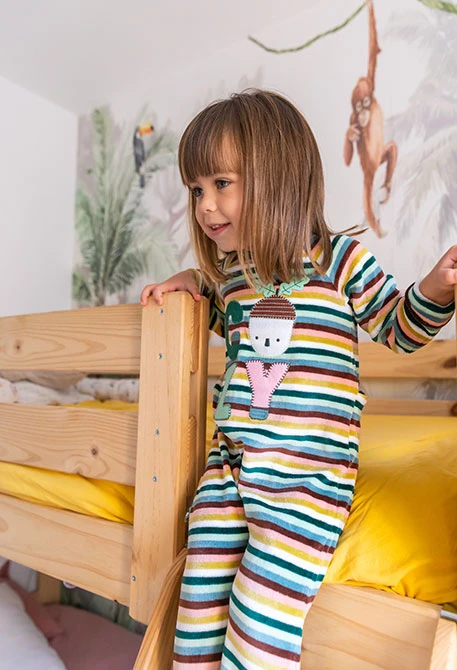 Pyjama bébé en velours à rayures