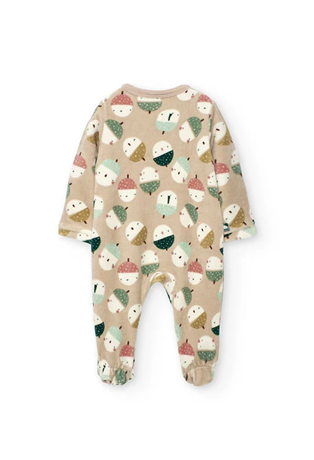 Pijama nadó de vellut amb animals en beix