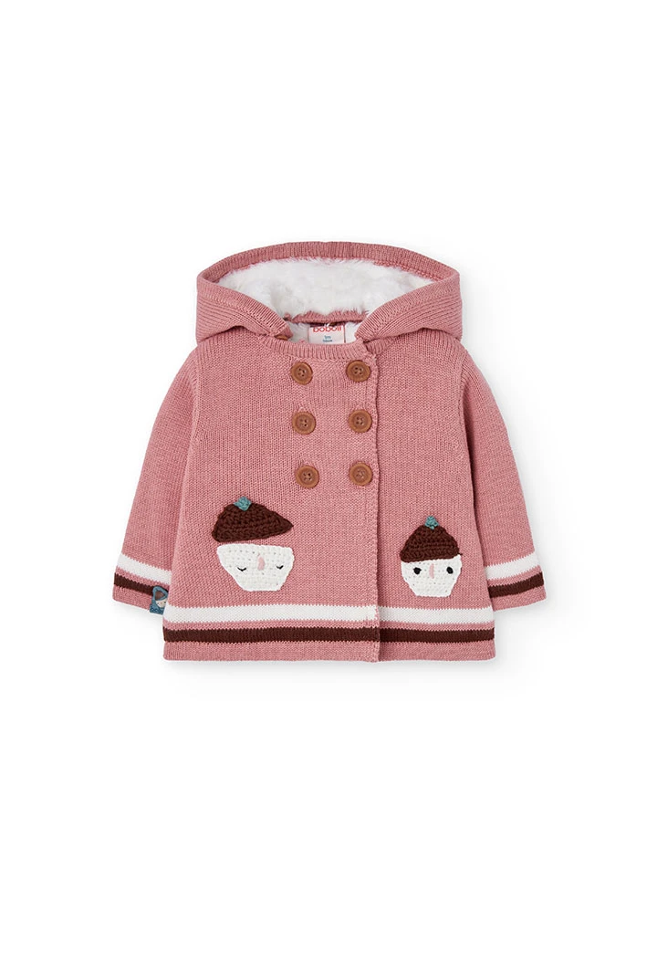 Gilet en maille bébé rose