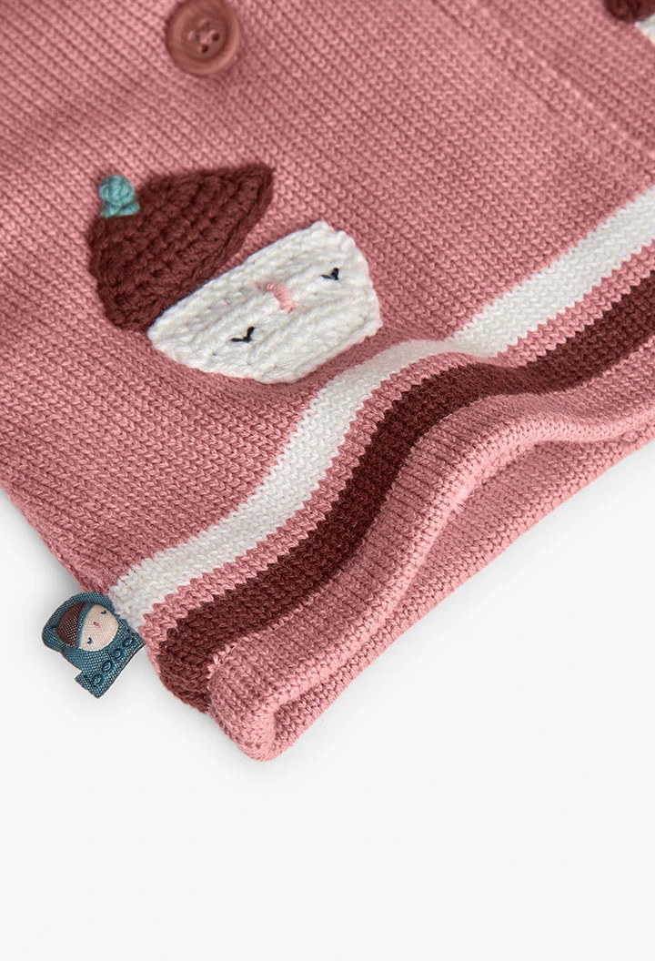 Casaco de malha bebé rosa