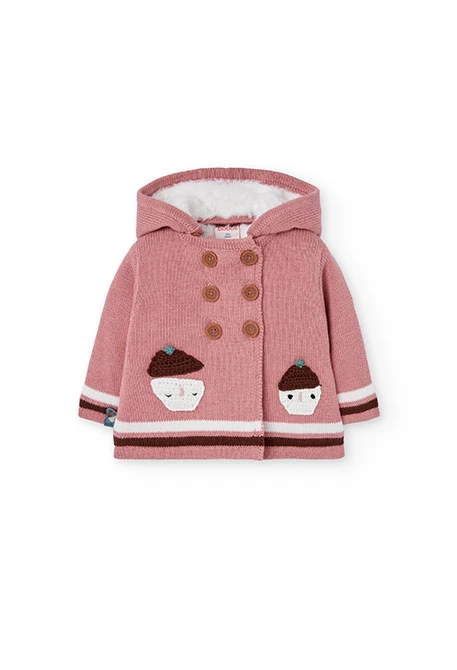 Gilet en maille bébé rose