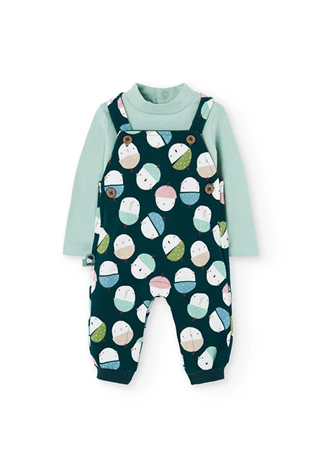 Conjunto de malha bebé verde claro estampado