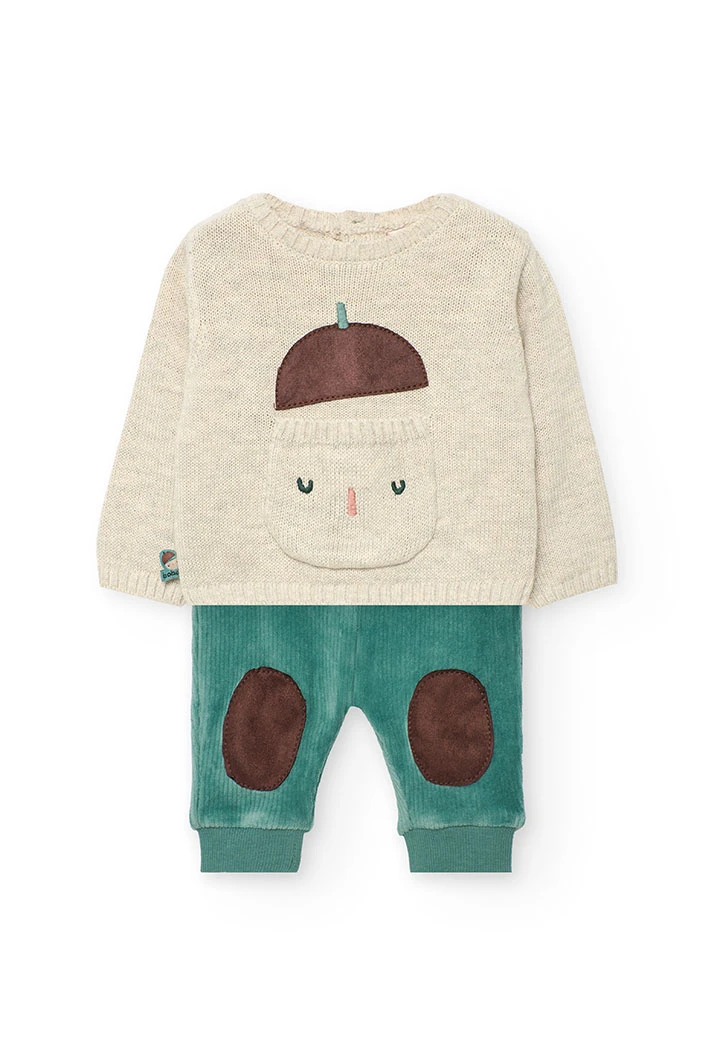 Ensemble en tricot pour bébé beige