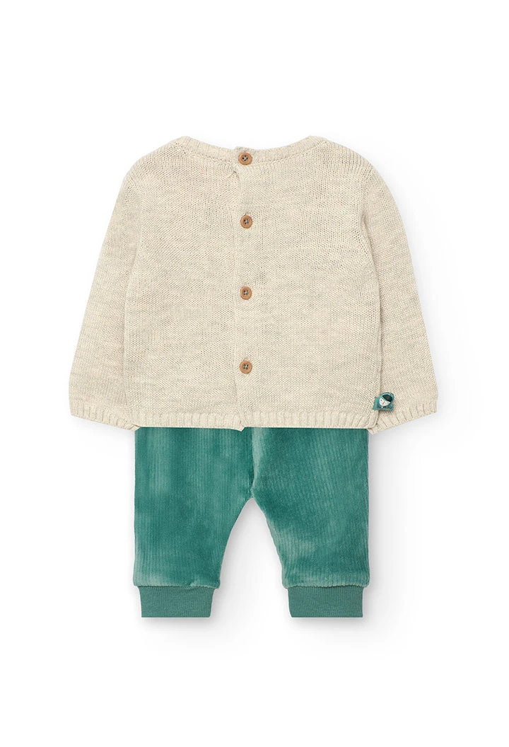 Completo in maglia per neonati beige